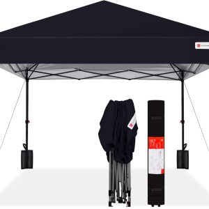 Best Choice Products 10x10ft 1-Person Setup Pop Up Canopy Tent Instant Portable Shelter w/ 1-Button Push, Case, 4 Weight Bags - Black
