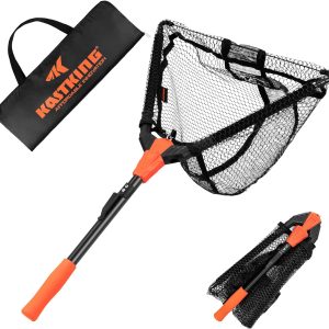 KastKing Pontus Fishing Net Fish Landing Net, Foldable & Lightweight Freshwater Fishing Landing Net with Built in Length Scale, Aluminum Handle, Fish-friendly Mesh for a Safe Release, Fishing Gifts for Men