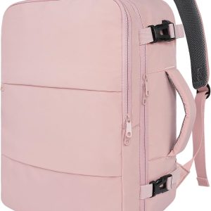 Travel Backpack for Women, Carry On Backpack with USB Charging Port & Shoe Pouch, TSA 15.6inch Laptop Backpack Flight Approved, Nurse Bag Casual Daypack for Weekender Business Hiking, Pink